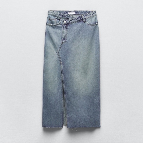 Zara TRF CROSSOVER LONG DENIM SKIRT - Picture 6 of 15